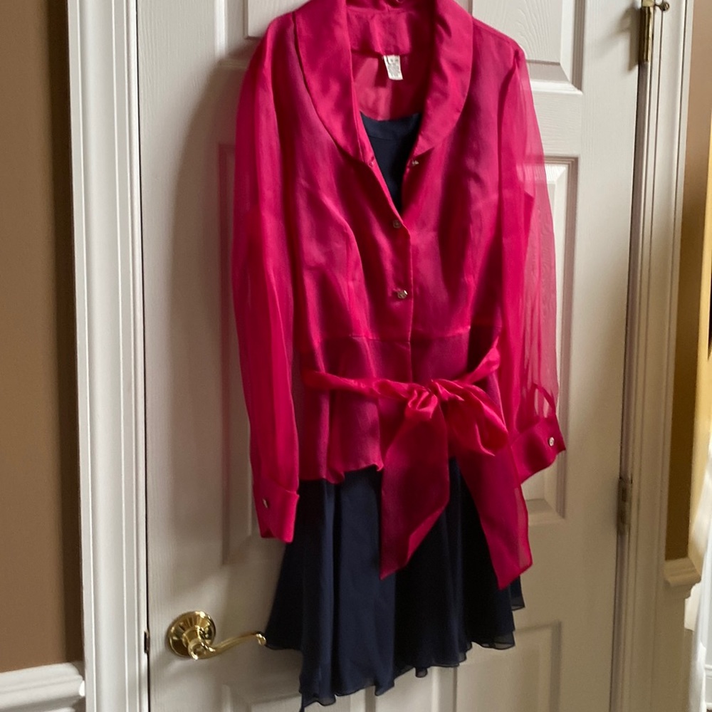 Oleg Cassini black tie two piece outfit .